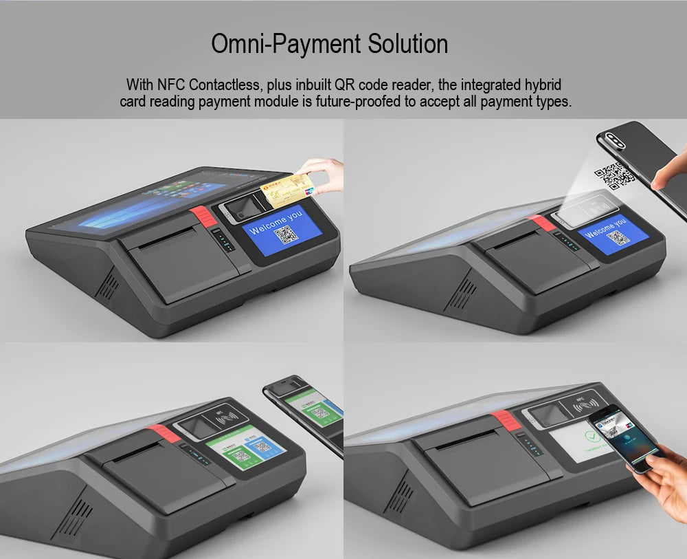 11.6inch Desktop /Wall-mounted Windows & Android Cash Register POS Systems with 80mm Autocutter Thermal Receipt & Label Printer