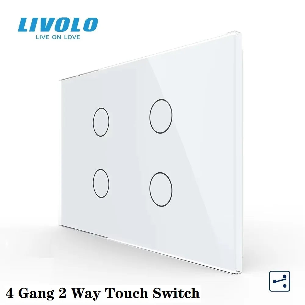Livolo US/AU Standard Wall Touch Switch Crystal Glass Panel Touch Control Light Switch AC 110~250V/50~60Hz