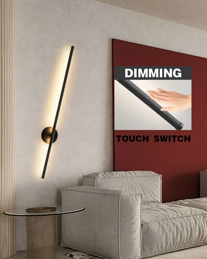 Nordic LED Wall Lights with Touch Dimmable Switch Black 40/55/60/80/100cm Interior LED Wall Lamps Wall Sconce Lighting Fixtures