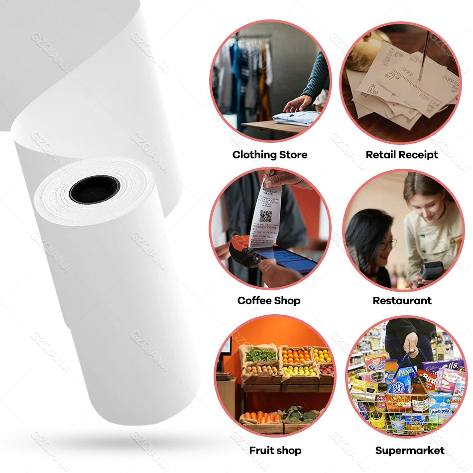 80mm Width Non-Adhesive Thermal Printer Paper for Pos Receipt Maker Black on White Printing 3 Rolls Suitable Notes List Photo