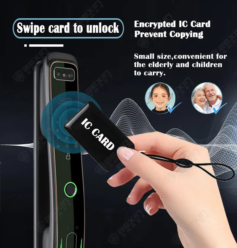 WISHome APP or Tuya App 3D Face Recognition smart Door Lock Unlock Digital Smart Lock Fingerprint Key Card Nfc Phone Unlock Lock