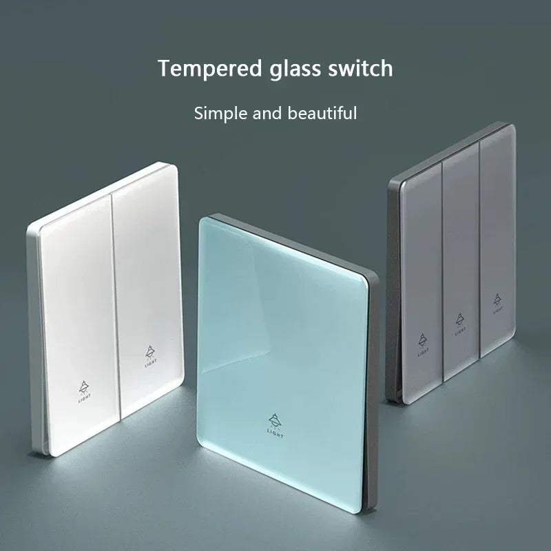 86 Type White Universal Wall Light Switch Tempered Glass EU Korea Electrical Switch 220V 1/2/3/4 Gang 1/2 Way Button Wall Panel