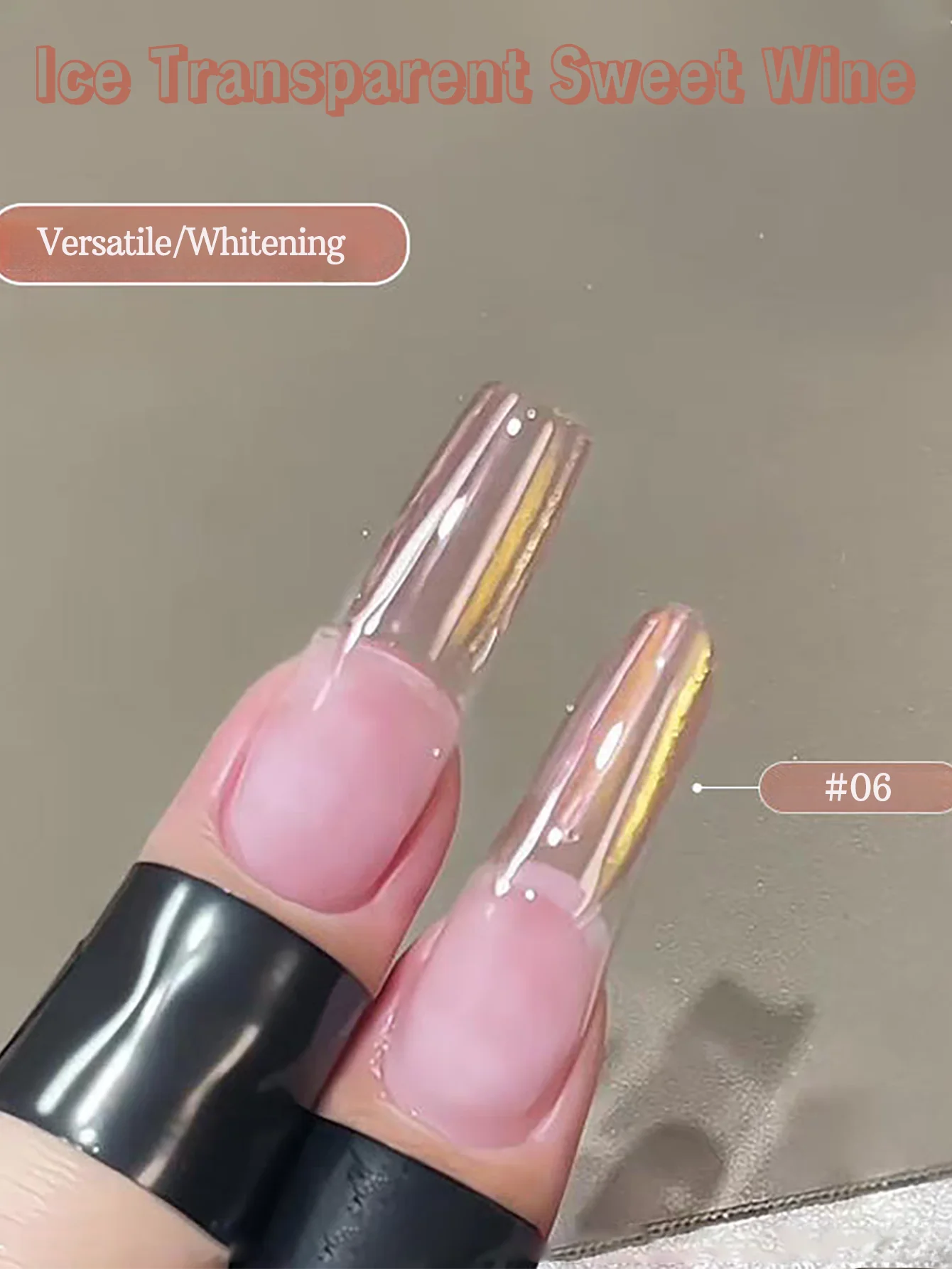 1-12pcs ZH Spring/Summer Ice Transparent Sweet Wine Glass Beads Cat Eye Nail Polish Gel New Flashy Popular Pink Nail Supplies