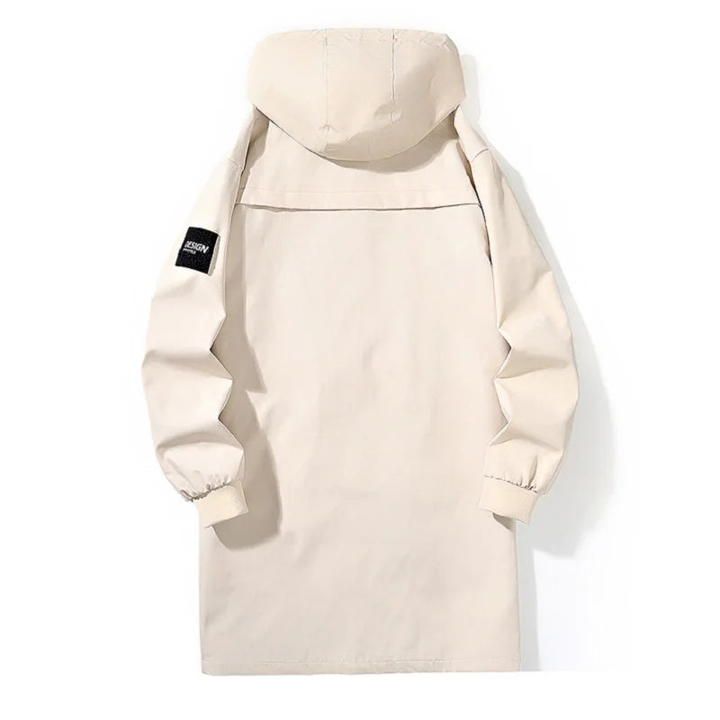 Big Size 9XL Men's Long Trench Coat Hood Fleece Thick Windbreaker Male Autumn Winter Lightweight Plus Large Oversize Hat Zipper