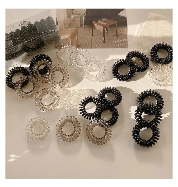 High Grade Gradient Telephone Cable Hairband Feminine Temperament No Harm High Elasticity Durable Rubber Band Hair Rope