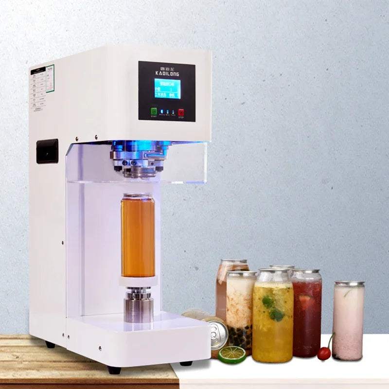 High Efficiency Automatic Beverage Can Sealing Equipment Plastic Metal Milk Tea Soda Can Packaging Machine