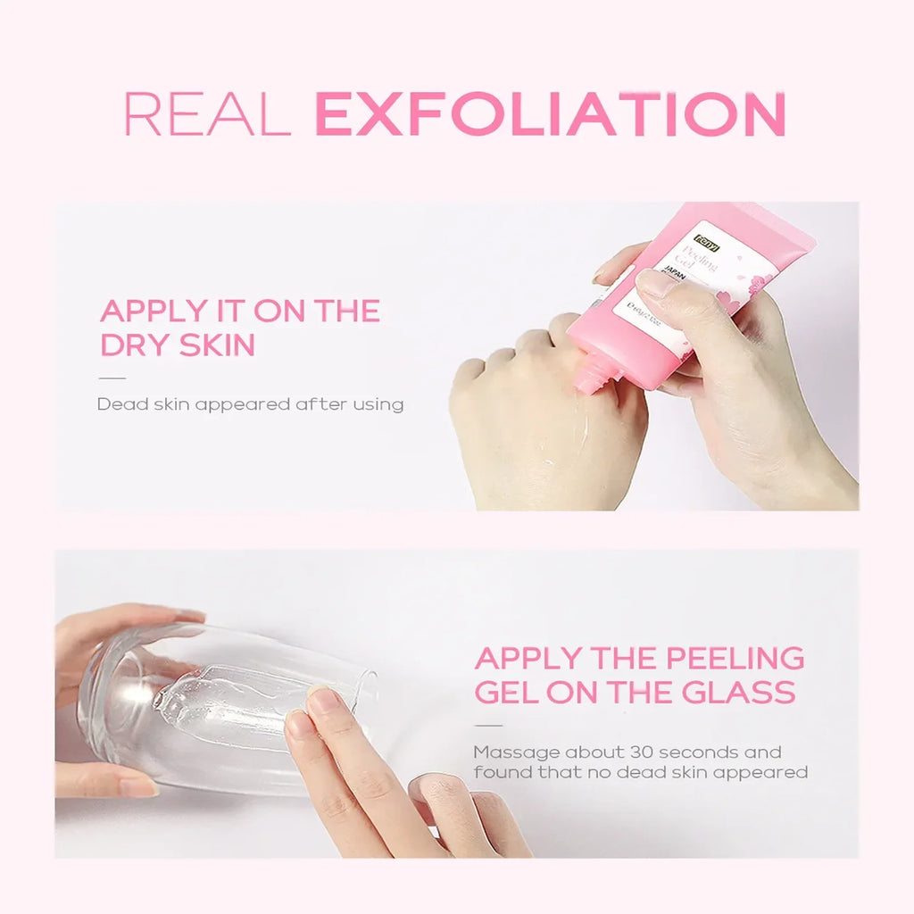 Sakura Gentle Exfoliating Gel for Face and Body, Deep Pore Cleansing Skin Smoothing Brightening Scrub 60g