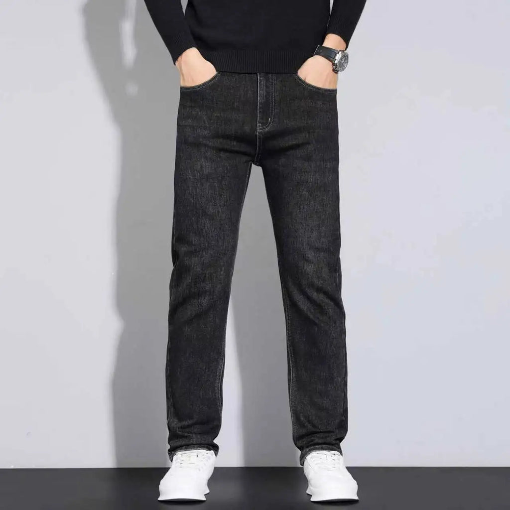 Men's Soft Straight Denim Pants 2024 Autumn Classic Business Black Biker Jeans Overalls Masculino Pantalone Hombre Mannen Homme