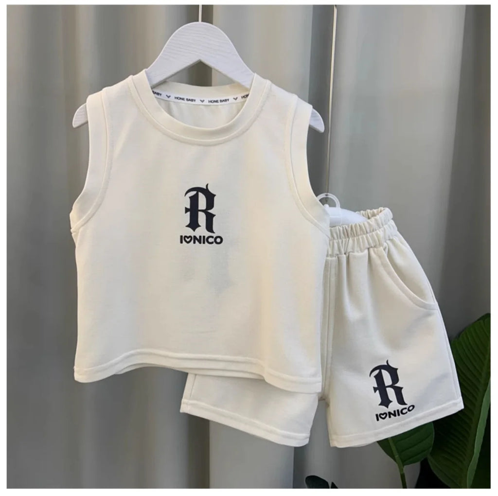 Children's Summer Clothing Set 2026 New Fashionable Boys and Babies Sleeveless T-shirt Shorts 2-Piece Girls' Casual Sports Set