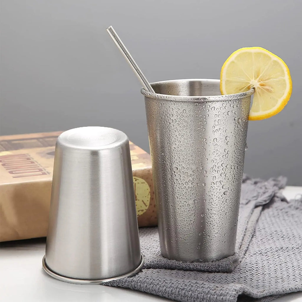 4 Pack 24oz 700ml Stainless Steel Pint Cup,Healthy Unbreakable and Stackable,Metal Drinking Glasses
