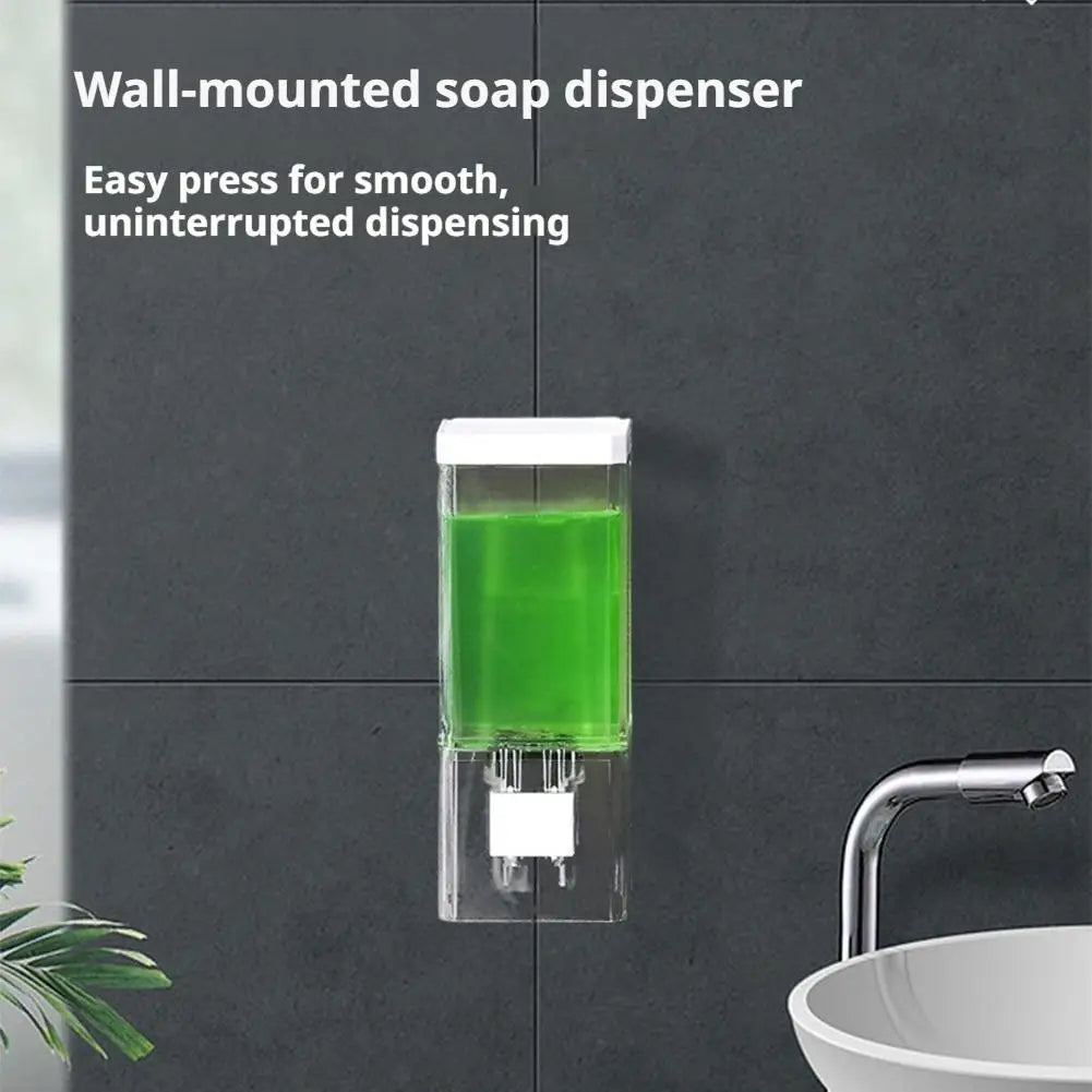 No Drill Wall Mounted Manual Press Soap Dispenser Transparent Soap Bottle Shampoo Dispenser for Bathroom Shower   JJ1587