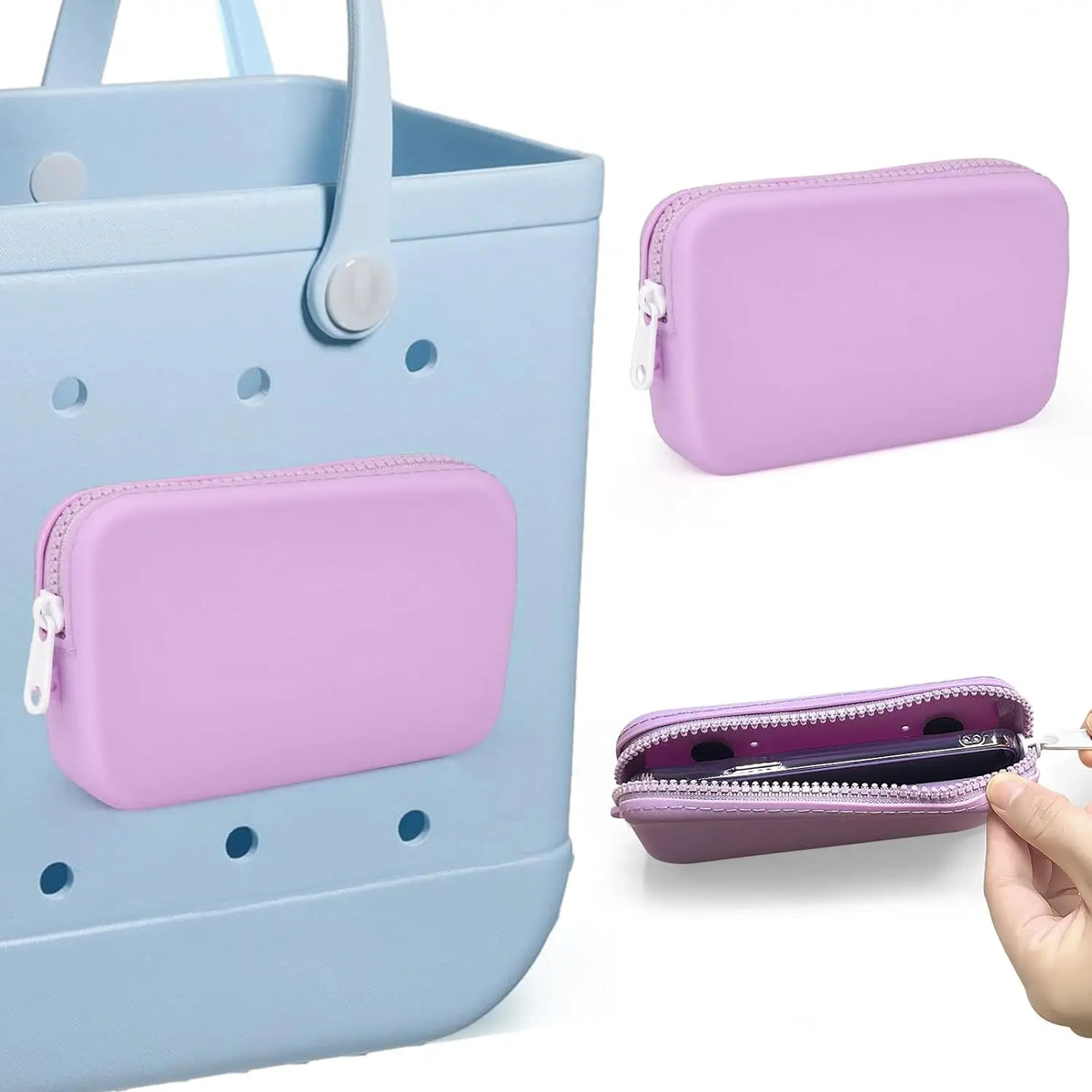 1Pcs Silicone Phone Holder for Beach Bag, Soft Silicone Insert Wallet Charm for Bo Bag Accessories, Attachment for  Beach