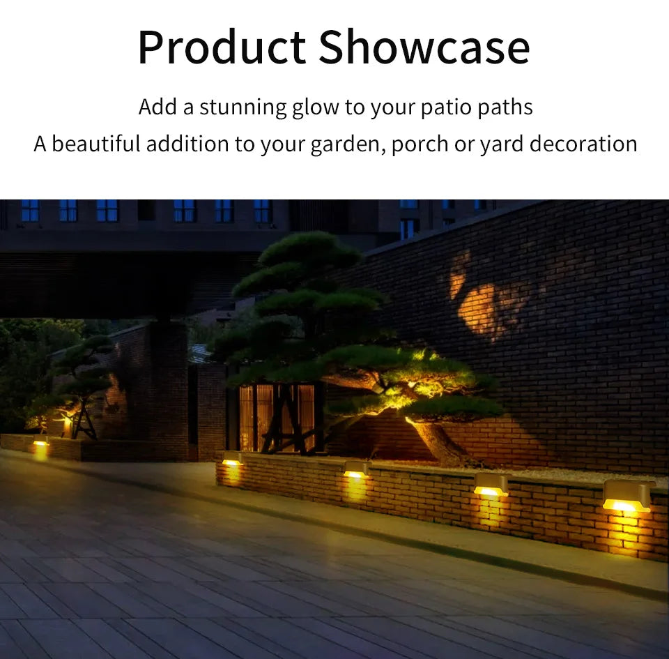 LED Solar Staircase Light Waterproof Passage Patio Courtyard Guardrail Step Lamp for Outdoor Garden Borders Terrace Fence Light