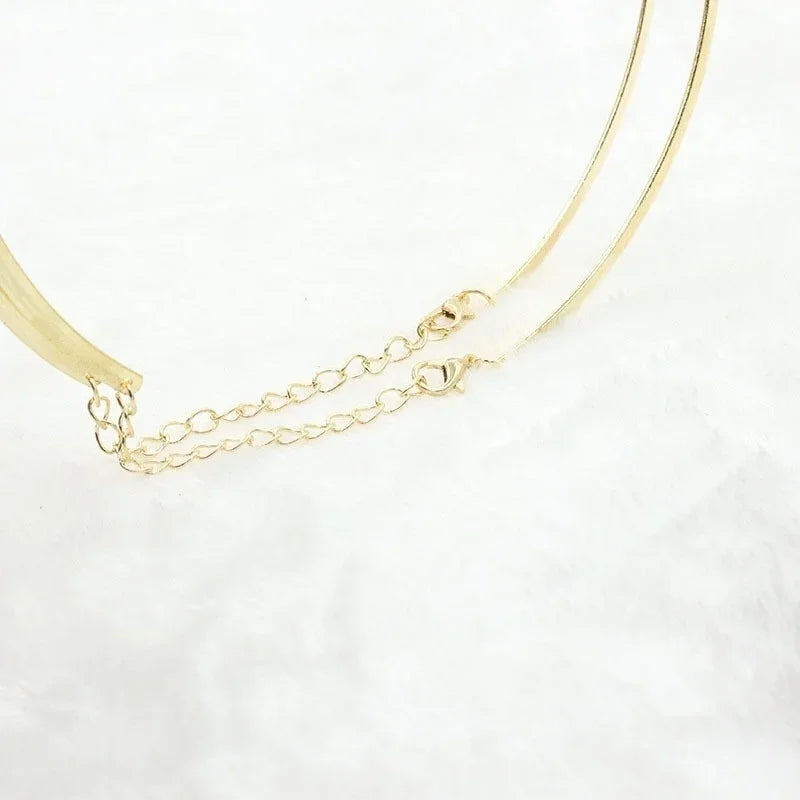 304 Stainless Steel Collar Neck Ring Necklace Silver Color Big Circle Metal Pendant Torque Statement Necklace Jewelry Findings