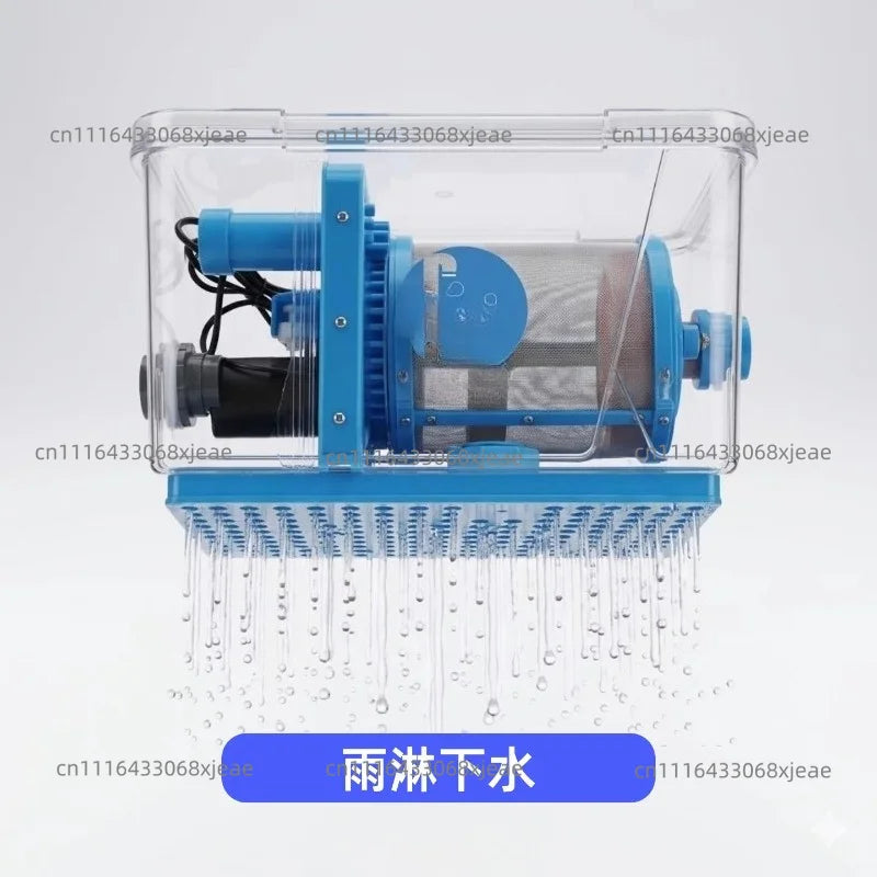 110-220V Automatic Backwash Filter, Rotary Drum Microfilter For Fish Ponds & Aquariums, 200 Mesh Stainless Steel Screen