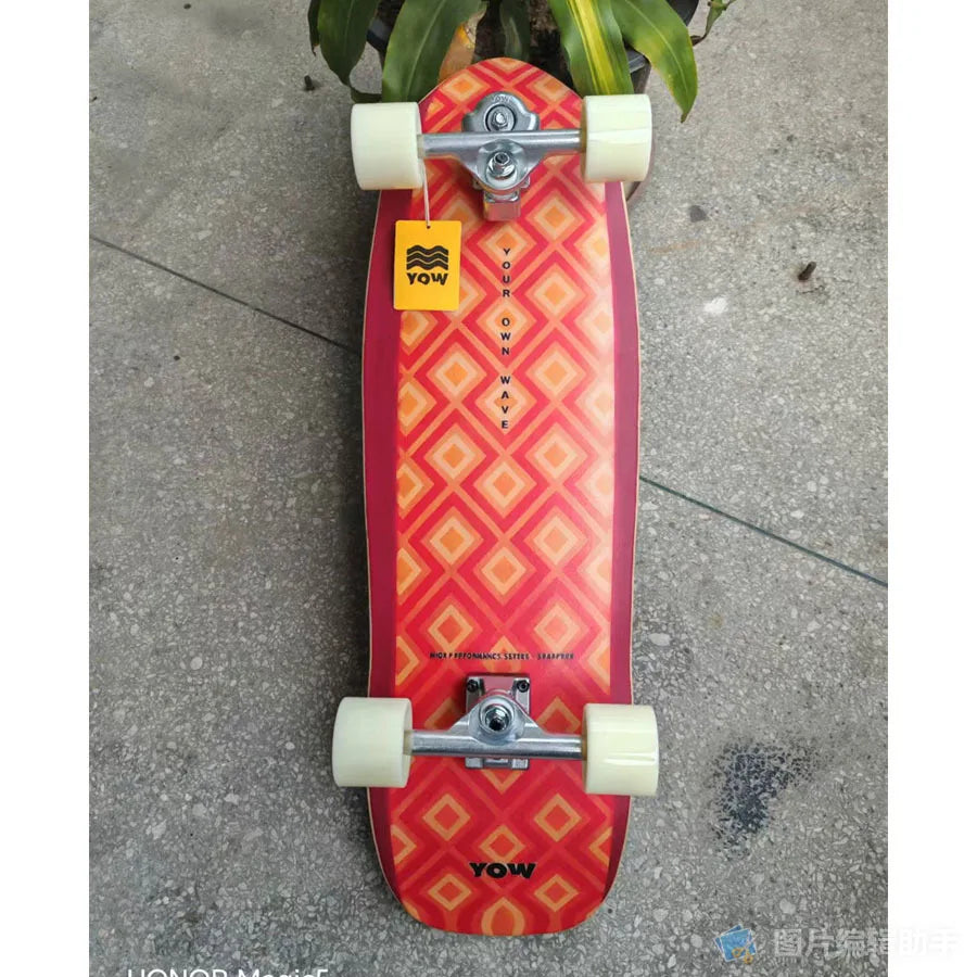Whole kit YOW land surf skateboard black grids model 32inch has double curvy sides pro good quality