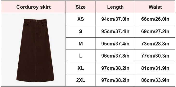 AS AW26 Retro corduroy skirt with stretch woman clothes basic lady wear