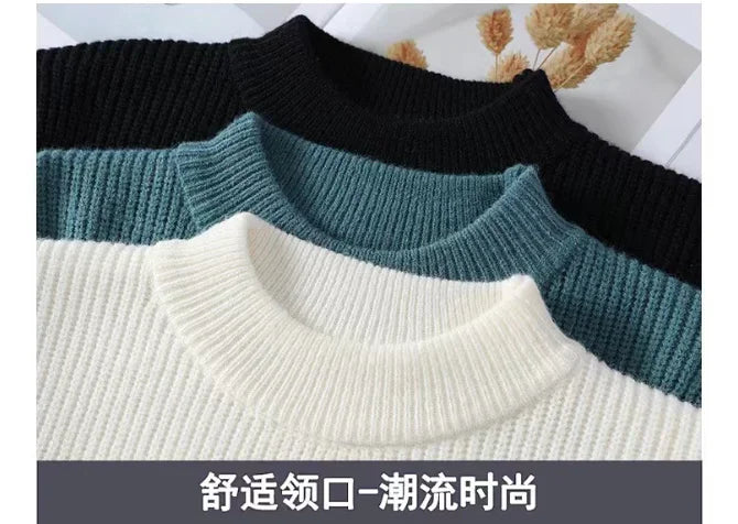 Sweaters men 2026 winter korean style mens warm sweater mens fashion sweaters Splicing color patterns Men's wool pullovers male