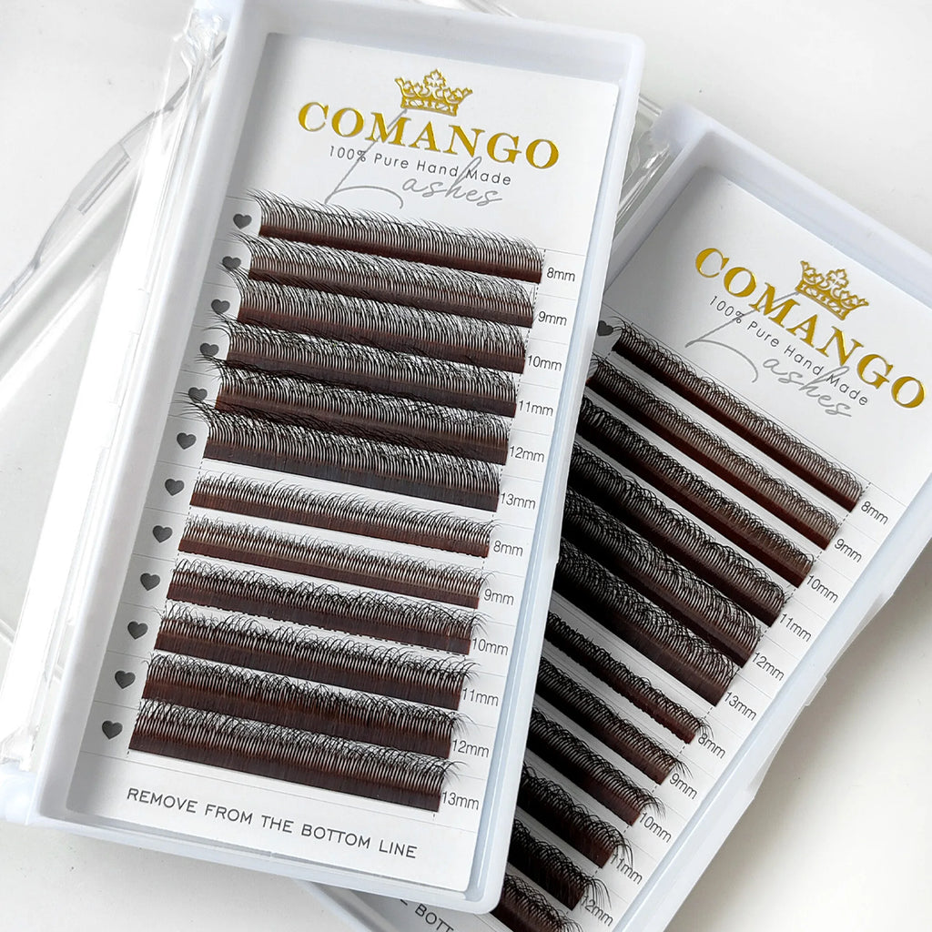 CoMango Luxury Fox Eye Brown Eyelash for Extension 5D Pre-made Lash Bundles 7-14mm Colorful False Eyelash