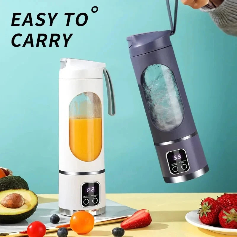 10 Blades Portable Juicer Cup, 450ml 3 Gears USB Rechargeable Blender, Ice Crusher for Shakes Smoothies Making