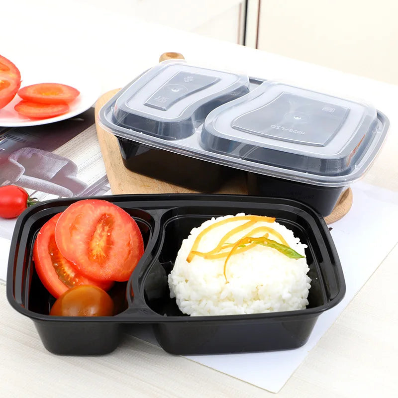 10Sets Disposable Food Storage Boxes with Lids Plastic Bento Lunch Box Microwave Refrigerator Container Stackable Kitchen
