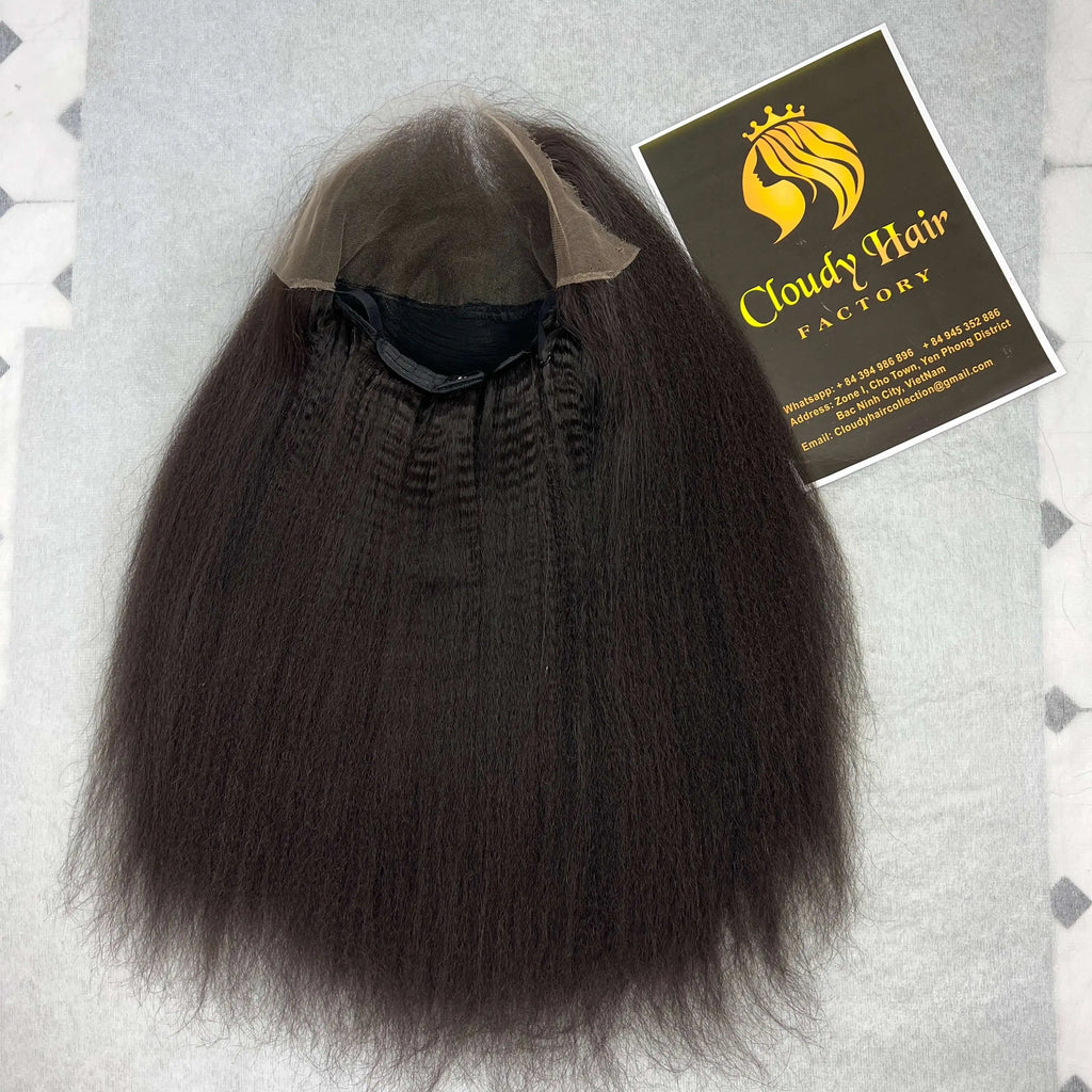 Wig Kinky Straight Wholesale Vietnamese Raw Hair Women 150-180 Density Full for Lace Customizable Colors Transparent Long