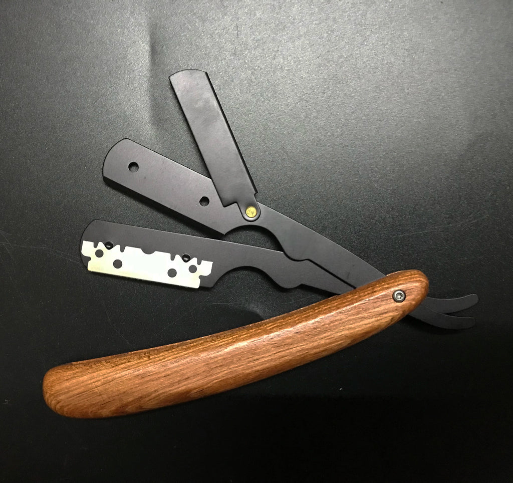 wooden trimmer manual shaver professional straight edge stainless steel sharp barber razor folding shaving blade shave beard cut