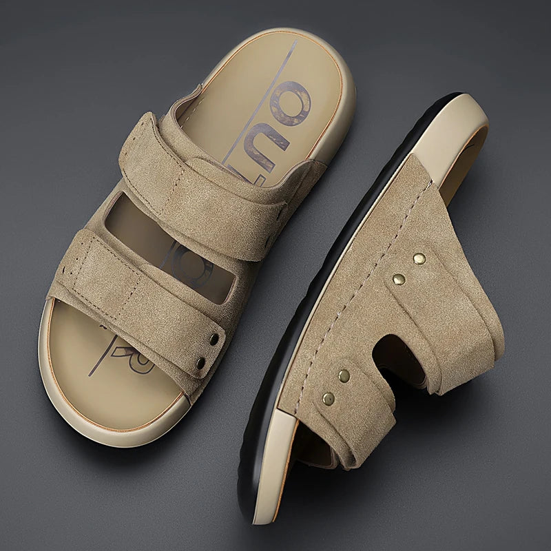 Summer Casual Mens Sandals Simple Solid Color Slippers Outdoor Wear Beach Slides Leisure Walking Shoes Versatile Male Flip-flops