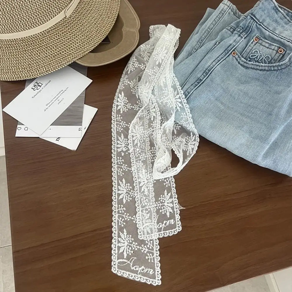 Korean Y2k Long Lace Waistband Floral Thin Lace Waist Belt Tie Up Bow Dress Jeans Belt Summer