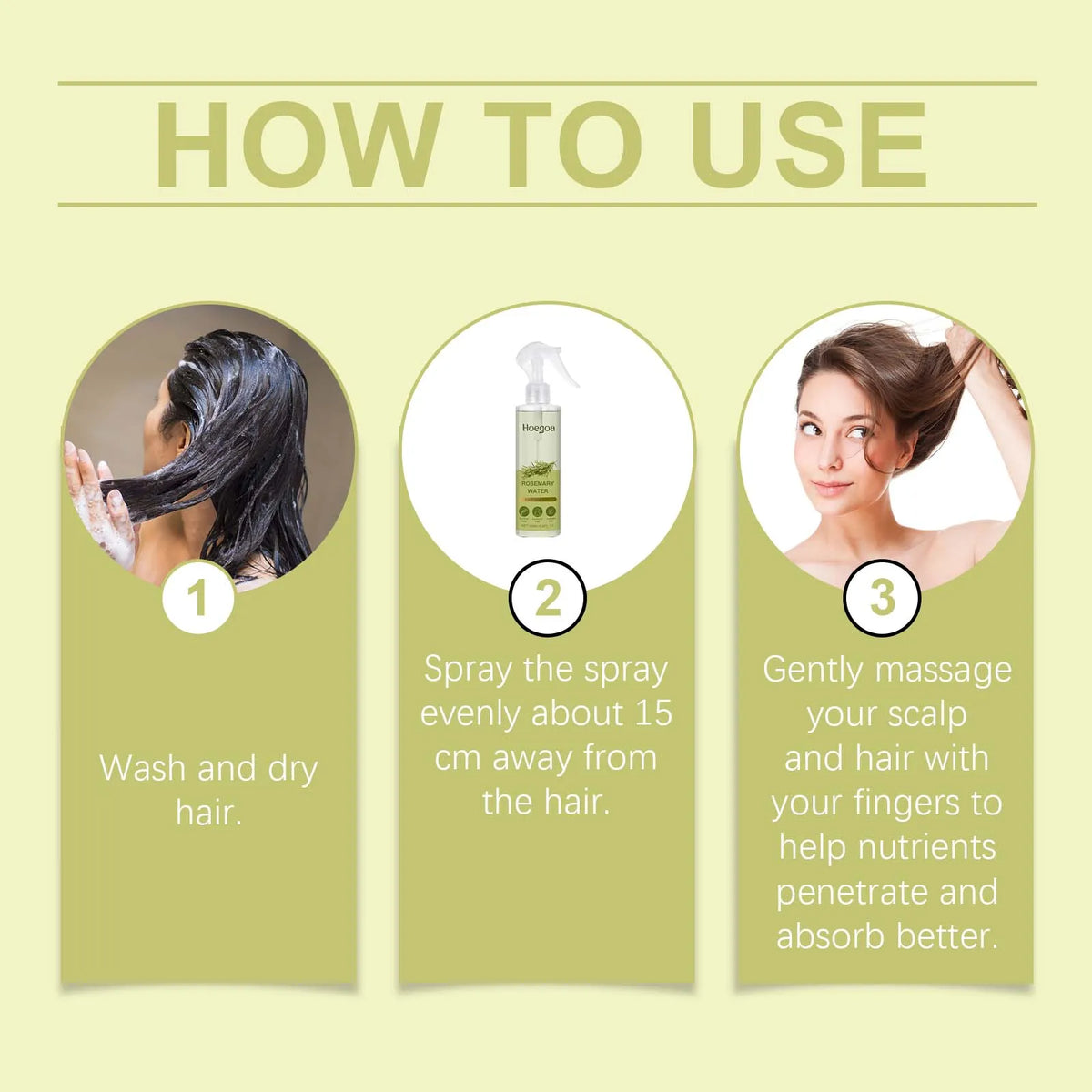 Hoegoa Rosemary Hair Spray Prevent Hair Loss Treatment Thicken Hair Strengthener Refreshing Moisturizing Hair Care Spray 100ml