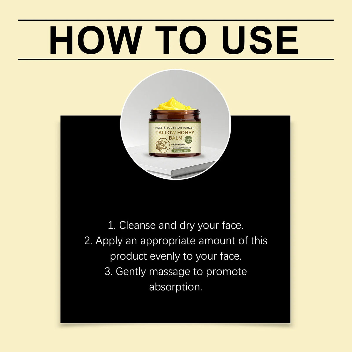 Whipped Beef Tallow Honey Balm Lock Moisture Nourish Repair Facial Skin Enhance Elasticity Soften Rough Skins Face Moisturizer