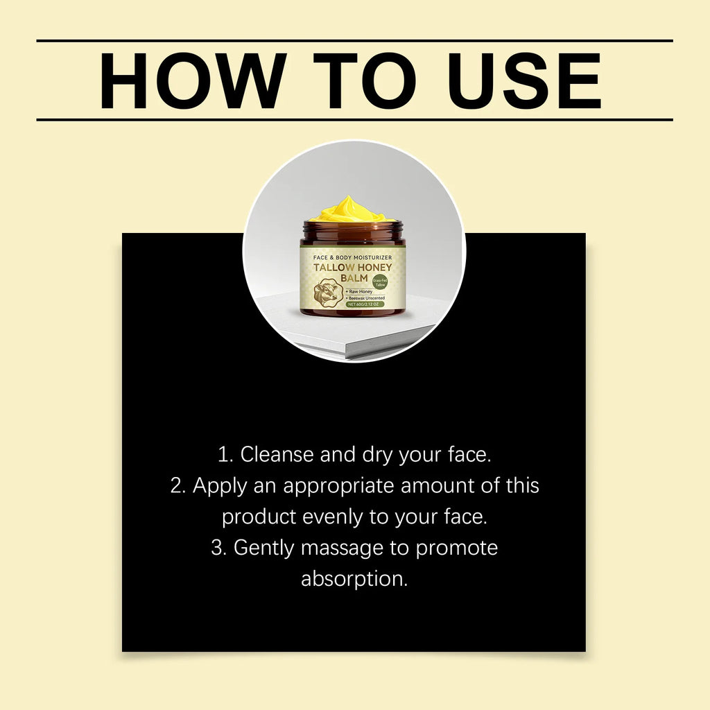 Whipped Beef Tallow Honey Balm Lock Moisture Nourish Repair Facial Skin Enhance Elasticity Soften Rough Skins Face Moisturizer