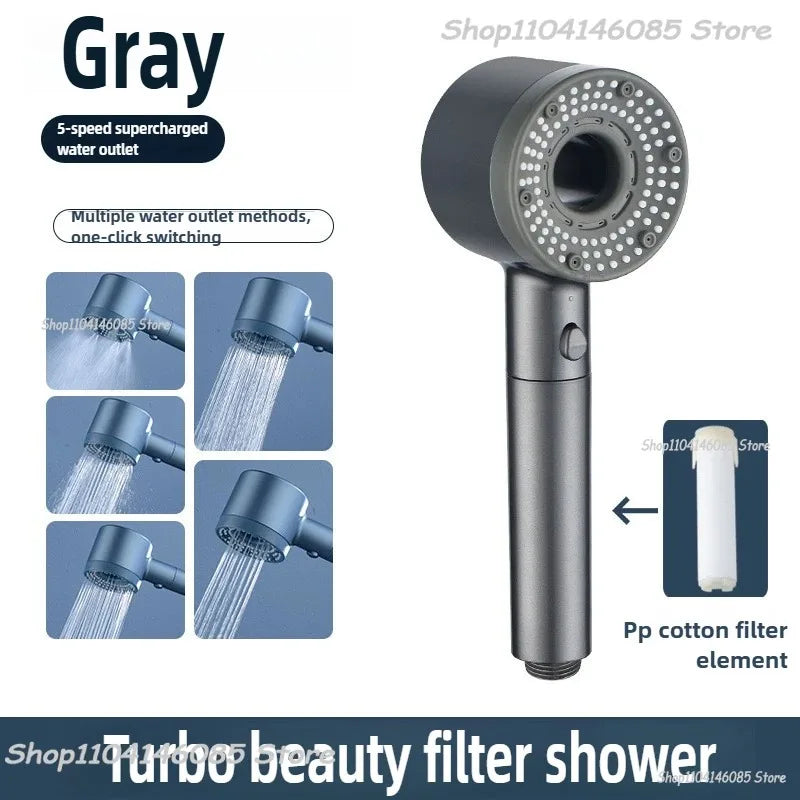 5 Modes Shower Head High Pressure Showerhead Portable Filter Rainfall Faucet Tap Bathroom Bath Home Bathroom Accessories