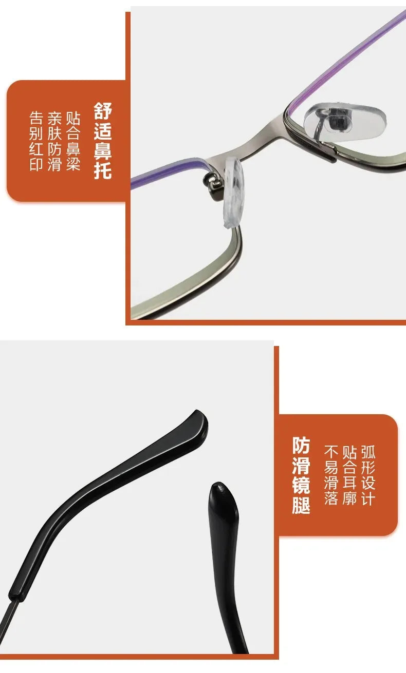 Stainless Steel Men Business Reading Glasses for Reader Mens Blue Light Blocking Presbyopia Optical Eyeglasses +1.0 1.5 2.0 2.5