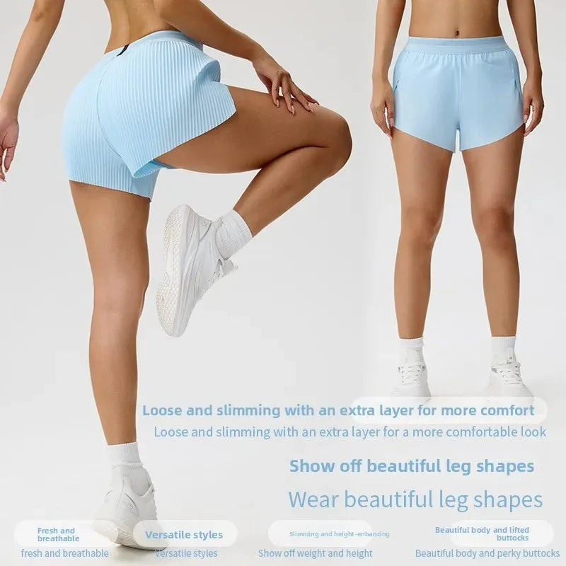 Womens Tennis Golf Skort Built‑in Liner Shorts Two‑Piece Look Sports Skirt Yoga Running Fitness Gym Workout Outdoor Short Skirt