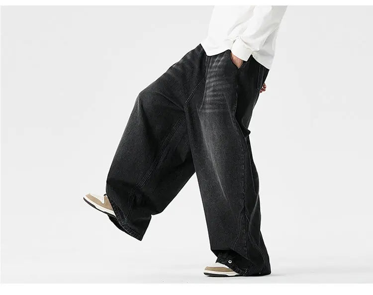 Streetwear Men Wide Leg Denim Pants Harajuku Baggy Jeans Male Casual Oversized Jean Trousers Men Fashion Large Size 5XL