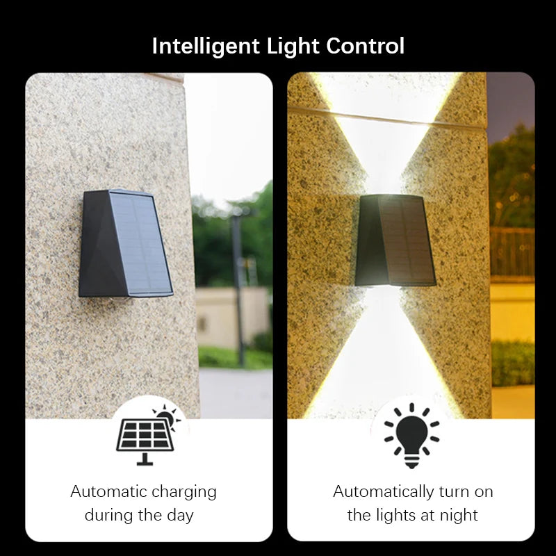 2LEDs Solar Outdoor Wall Lamp,Waterproof Atmosphere Lighting,Decorative Light for Garden Yard Porch Balcony Walkway Camping Deco