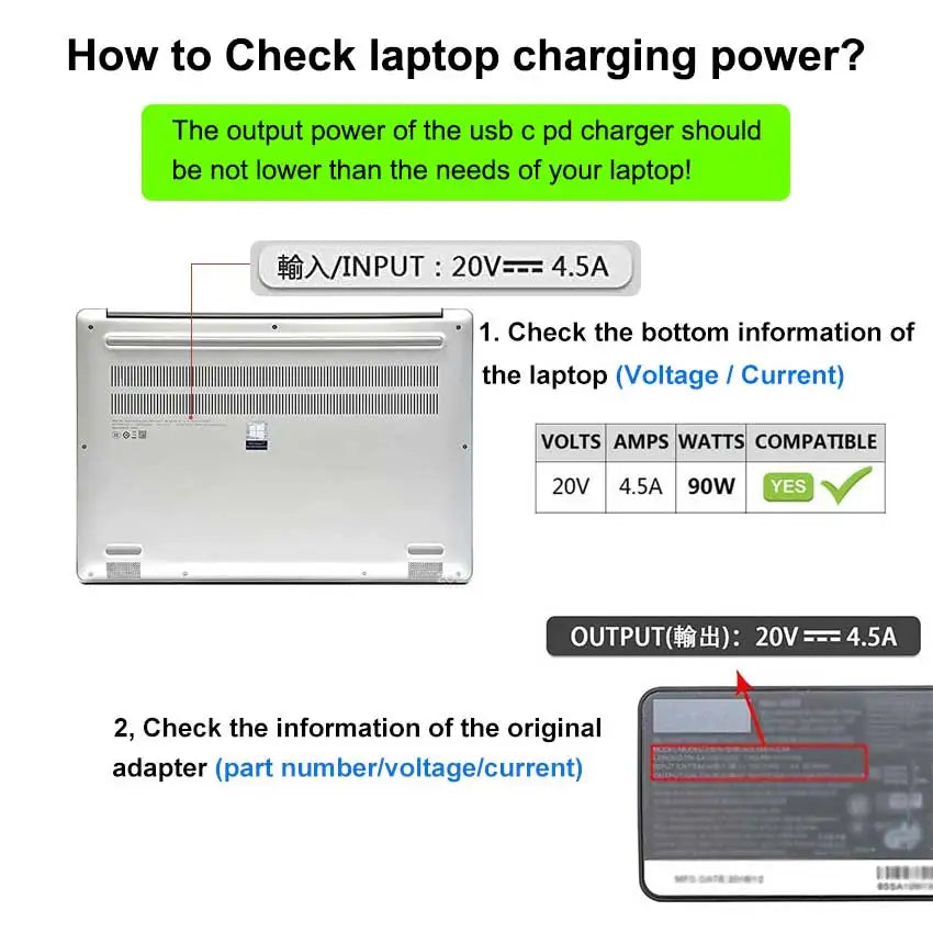 YuXi PD 100W USB Type C to Dc Power Jack Connector USB C to Universal Laptop Power Adapter Plug Converter for Asus Dell Lenovo