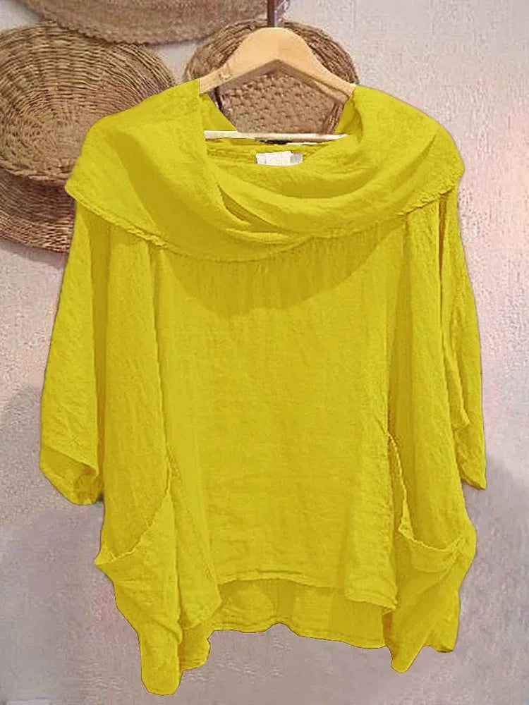 2025 Women New Fashion Off Shoulder Oversize Blouse Solid Bat Sleeve Tops Spring Summer Loose Irregular Hem Shirt Female Holiday