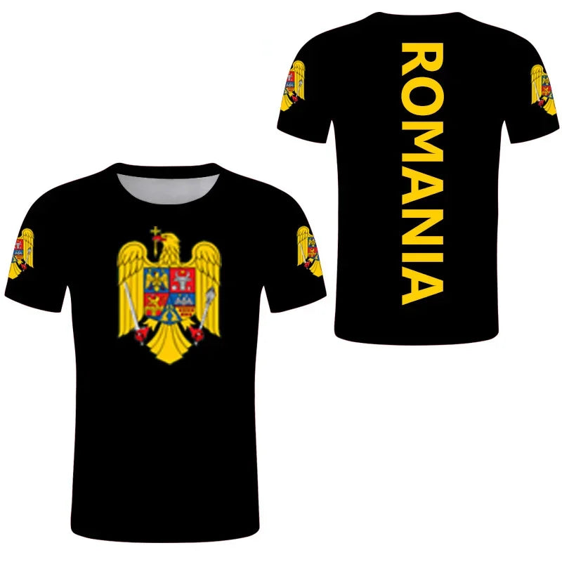 Romania Football Jersey Romanian Eagle Coat Of Arms T Shirt Rumania Flag Emblem Soccer Club T-shirt Men's Tops Women Tee Shirts