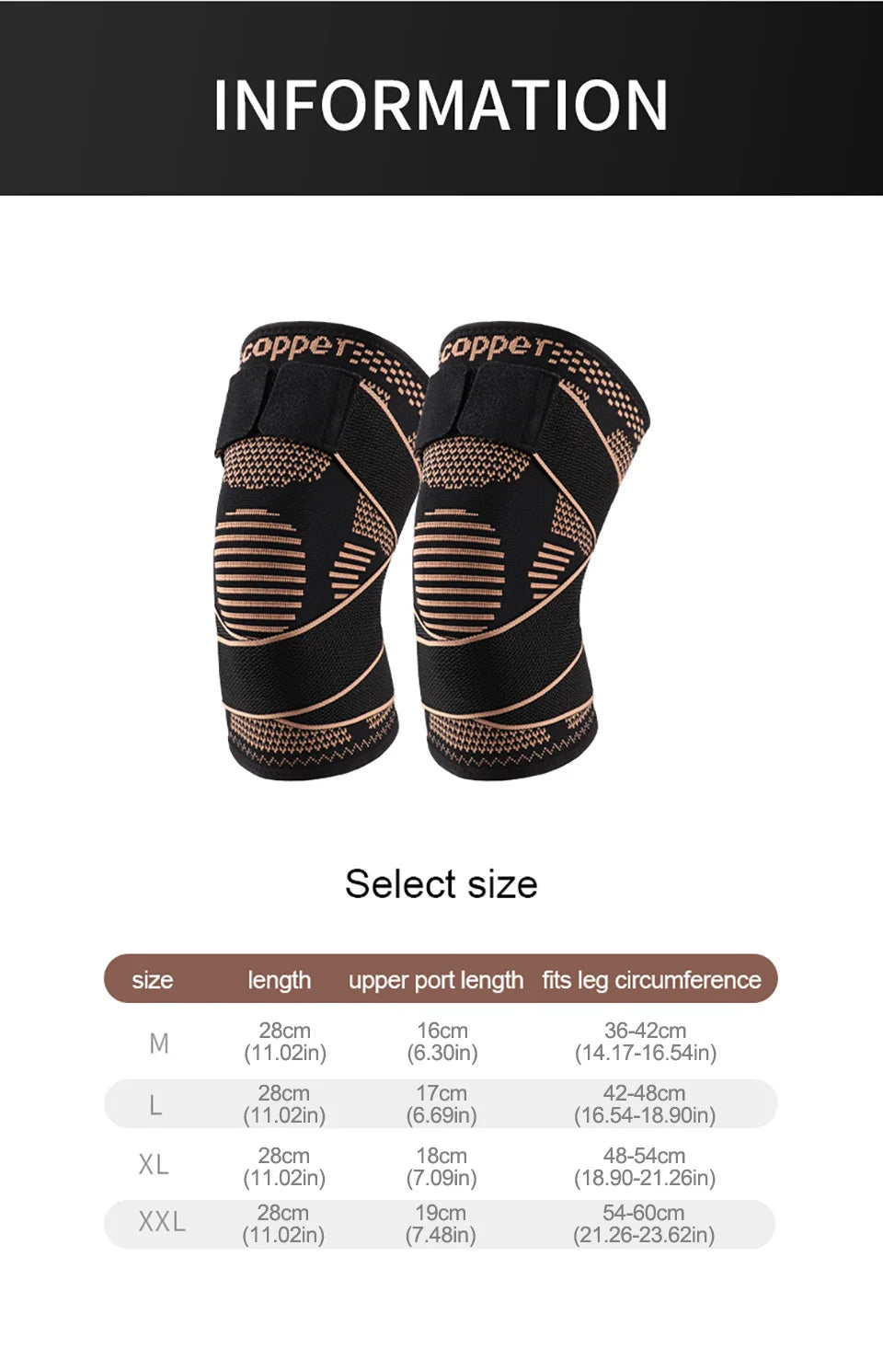 1Pcs Knee Support Knitted Nylon Copper Ion X-type Stable Patella Compression With Straps Ligament Strain  Knee Pads Men Women