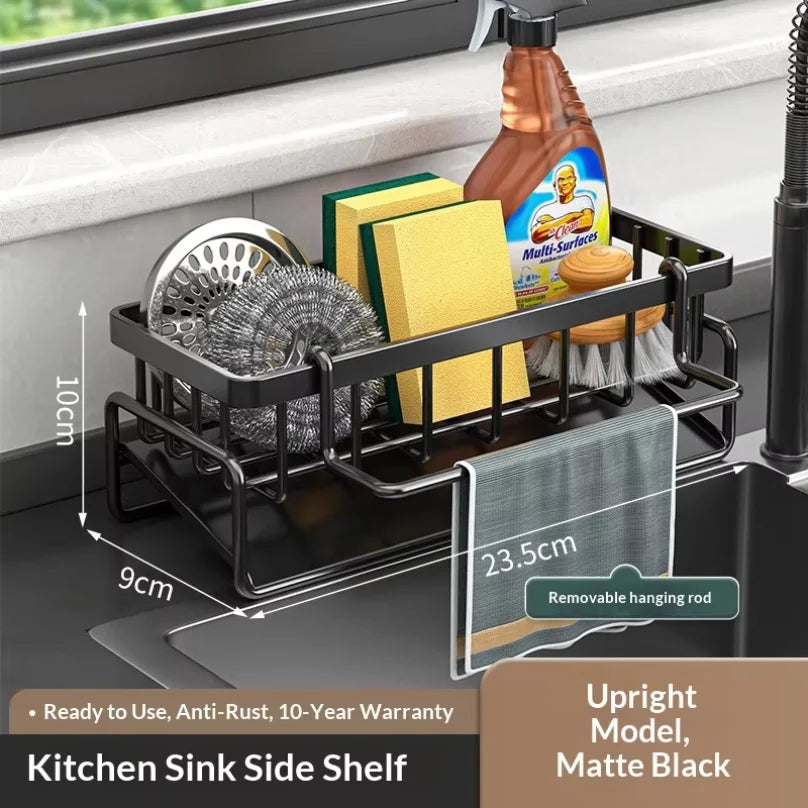 Kitchen Storage Rack and Cloth Holder, Household Sink Draining Basket, Multifunctional Countertop Sponge and Dish Soap Organizer