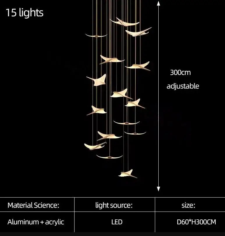 Modern Staircase Branch Chandelier New Luxury Home Hotel Iobby Decoration LED Indoor Lighting Customizable Chandelier