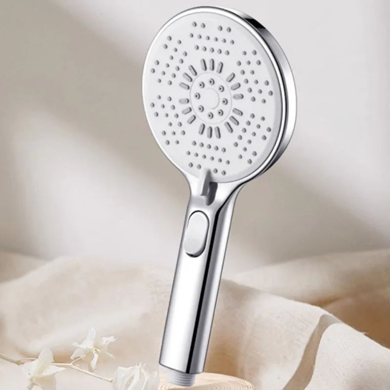 Bathroom Shower Head 5-function Large Water Output Booster Filter Handheld Shower One-button Water Stop Silicone Panel