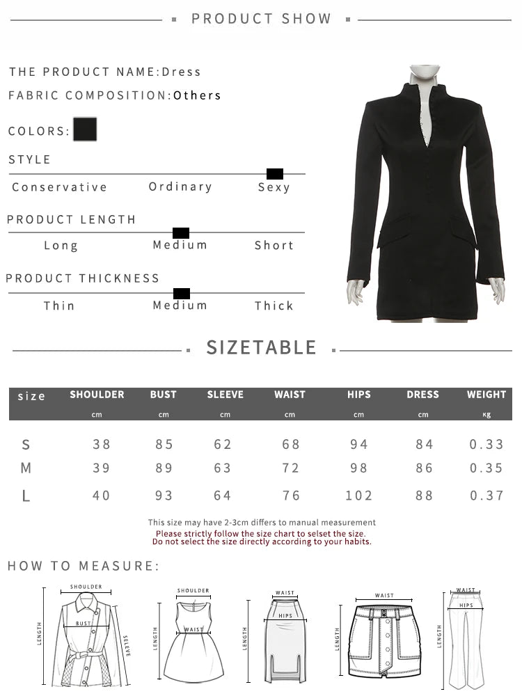 Nibber Elegant Fashion Office Style Dress Woman Button Pocket Decoration Stand Collar Simple Full Sleeve Casual Mini Bodycon