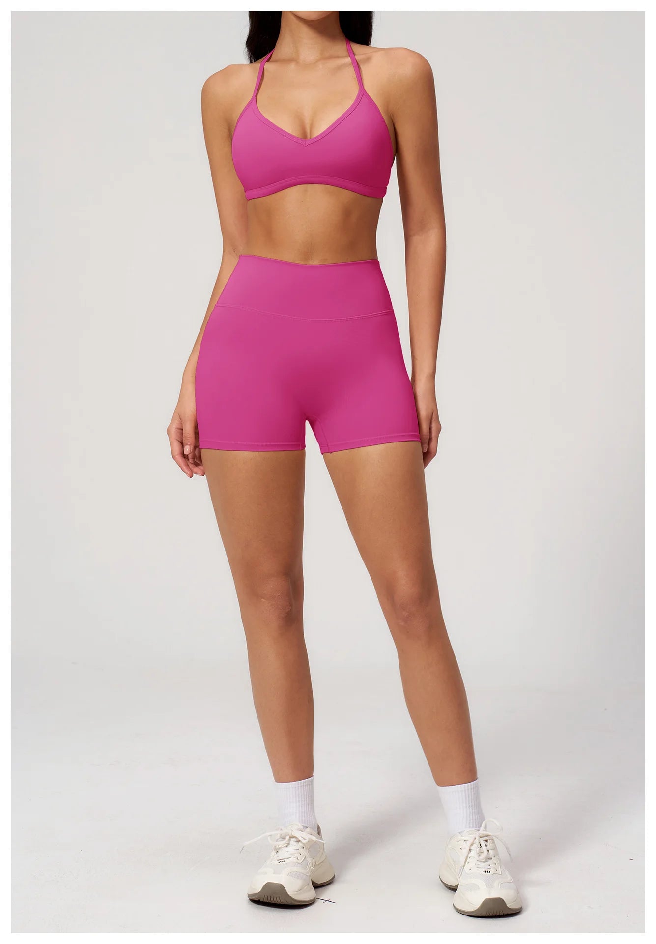 2 Pieces Yoga Set Women Tracksuit Backless Halter Tops High Waist Shorts Gym Suits Fitness Sportswear Workout Sets Athletic Wear