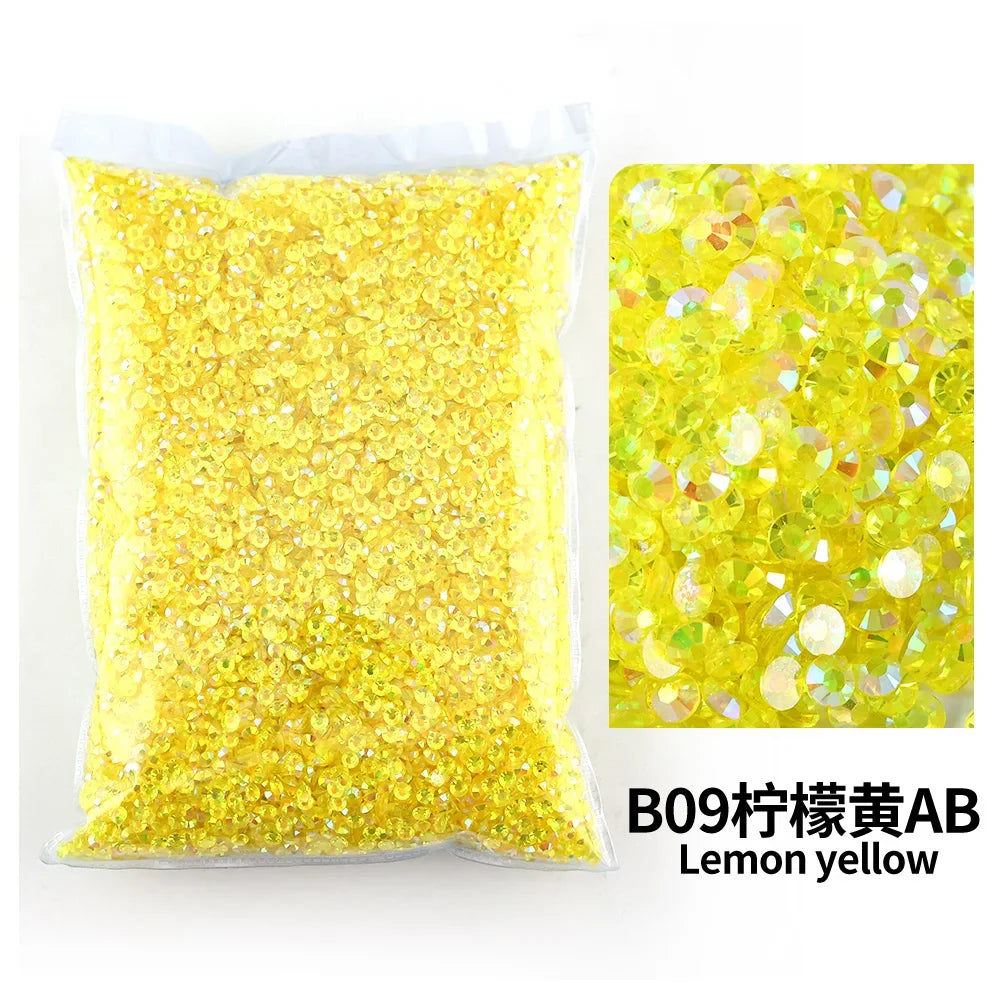 Yellow Series Flat Back Resin Rhinestone 3MM 4MM 5MM Non Hot Fix Jelly Rhinestones Stones For Craft DIY Tumblers Shoe Decoration