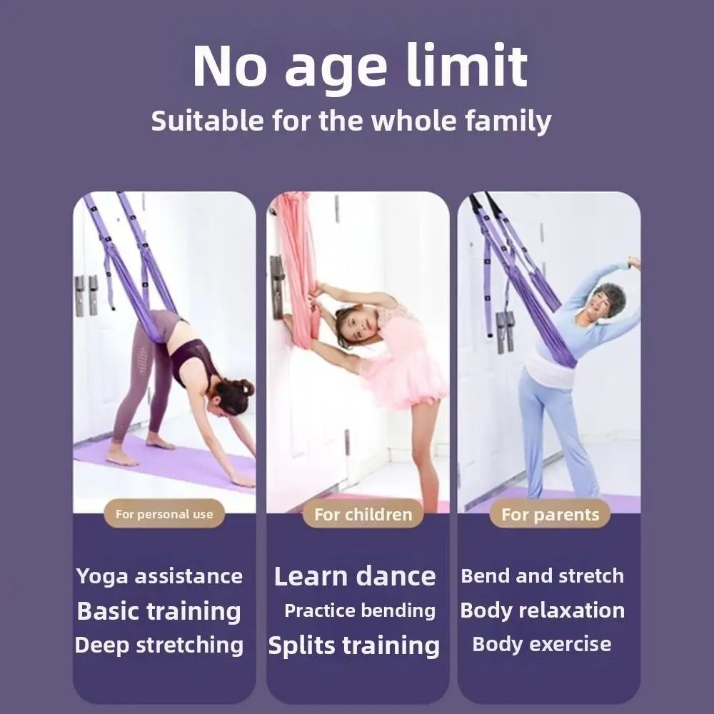 Adjustable Women Aerial Yoga Strap Elastic Stretch Door Hanging Aerial Yoga Hammock Swing Anti-Gravity Resistance Auxiliary