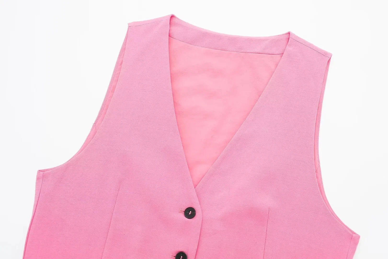 HH Women Solid Casual 2 Piece Set V Neck Single Breasted Vest Top High Waist Slim Shorts Female Casual Office Lady Daily Wear