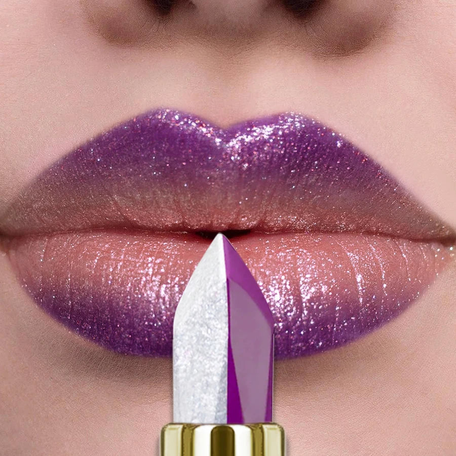1PC Purple Glitter Two-tone Lipstick Red Rose Moisturizing Lipsticks Cosmetics Easy to Use Lip Tint Makeup Lip Beauty Long Lasti